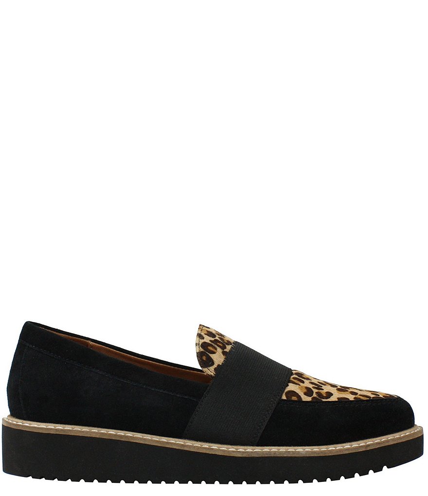 L'Amour Des Pieds Xanthus Suede Leopard Print Calf Hair Penny Loafers