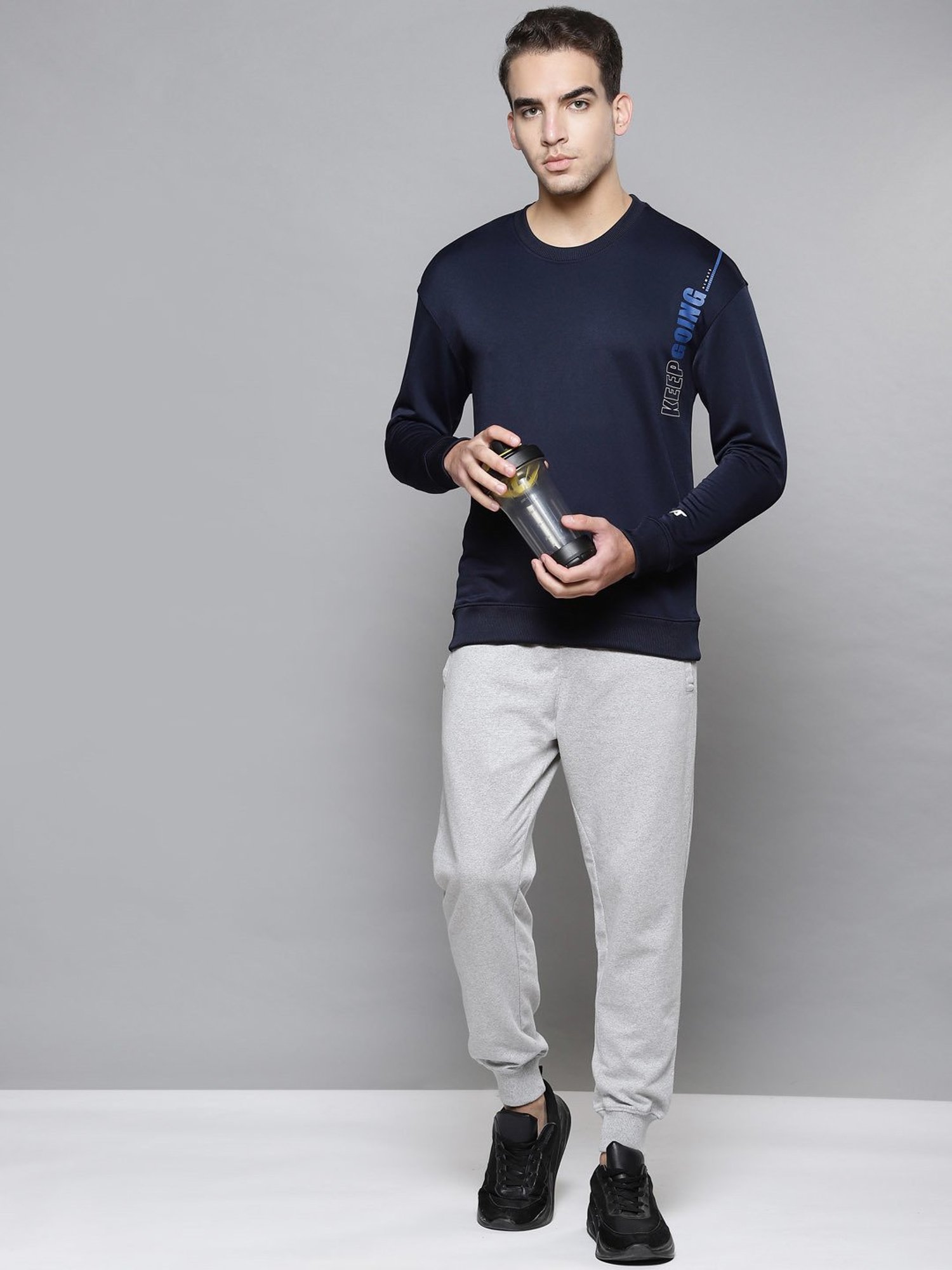 ALCIS Blue Slim Fit Printed Sweatshirt