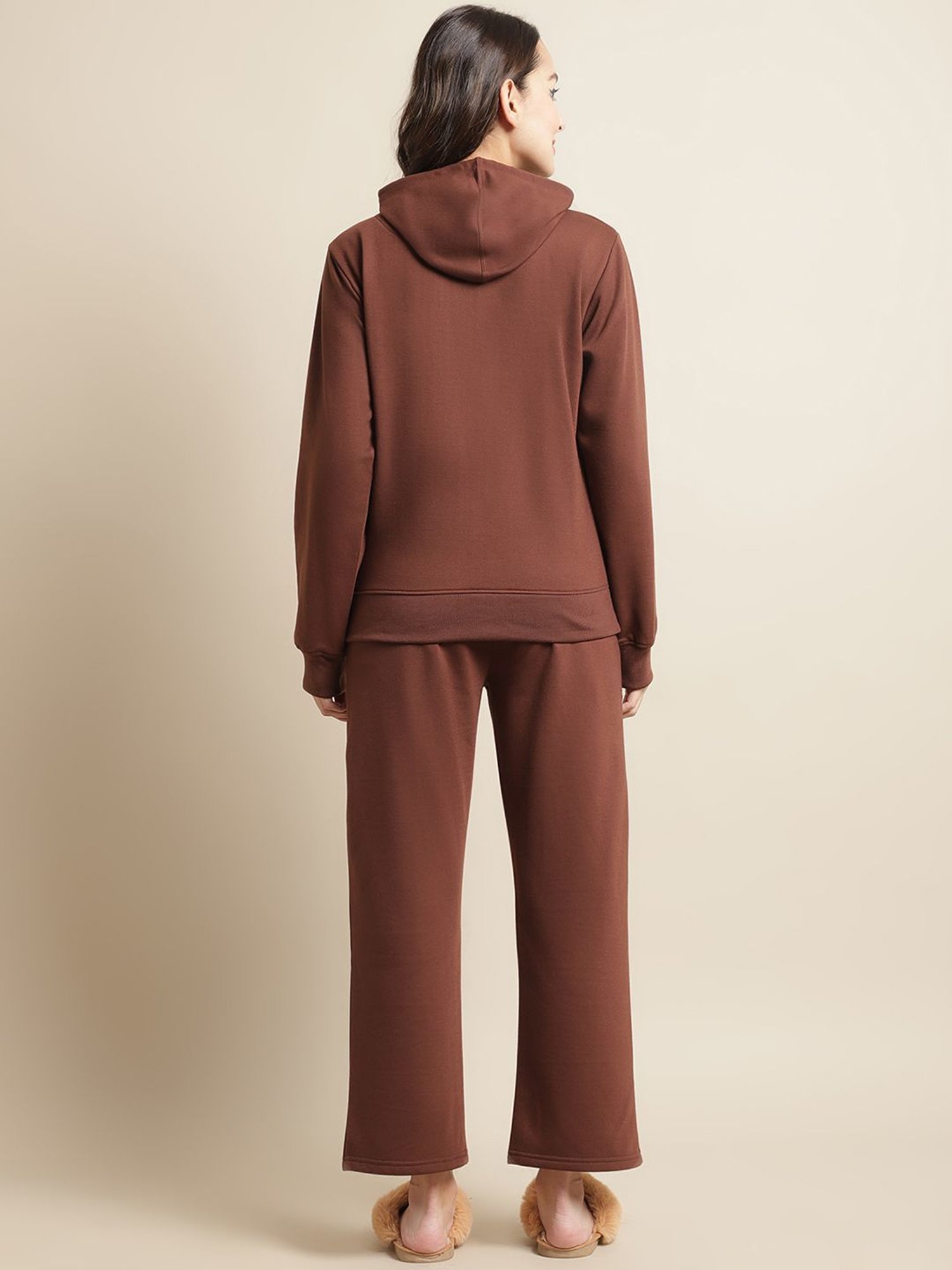 Secret Wish Brown Winter Hoodie With Pyjamas