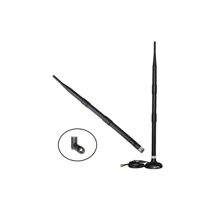 9dBi Antenna WiFi Booster SMA Omni-Directional High-Gain Screw-On Swivel with Magnetic Base (2-Pack)