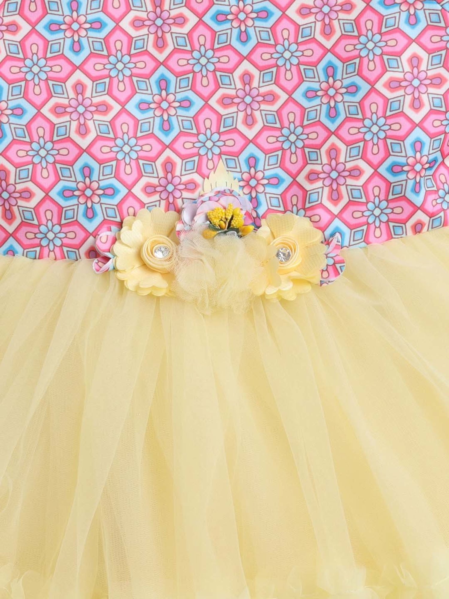 The Magic Wand Kids Pink & Yellow Printed Dress