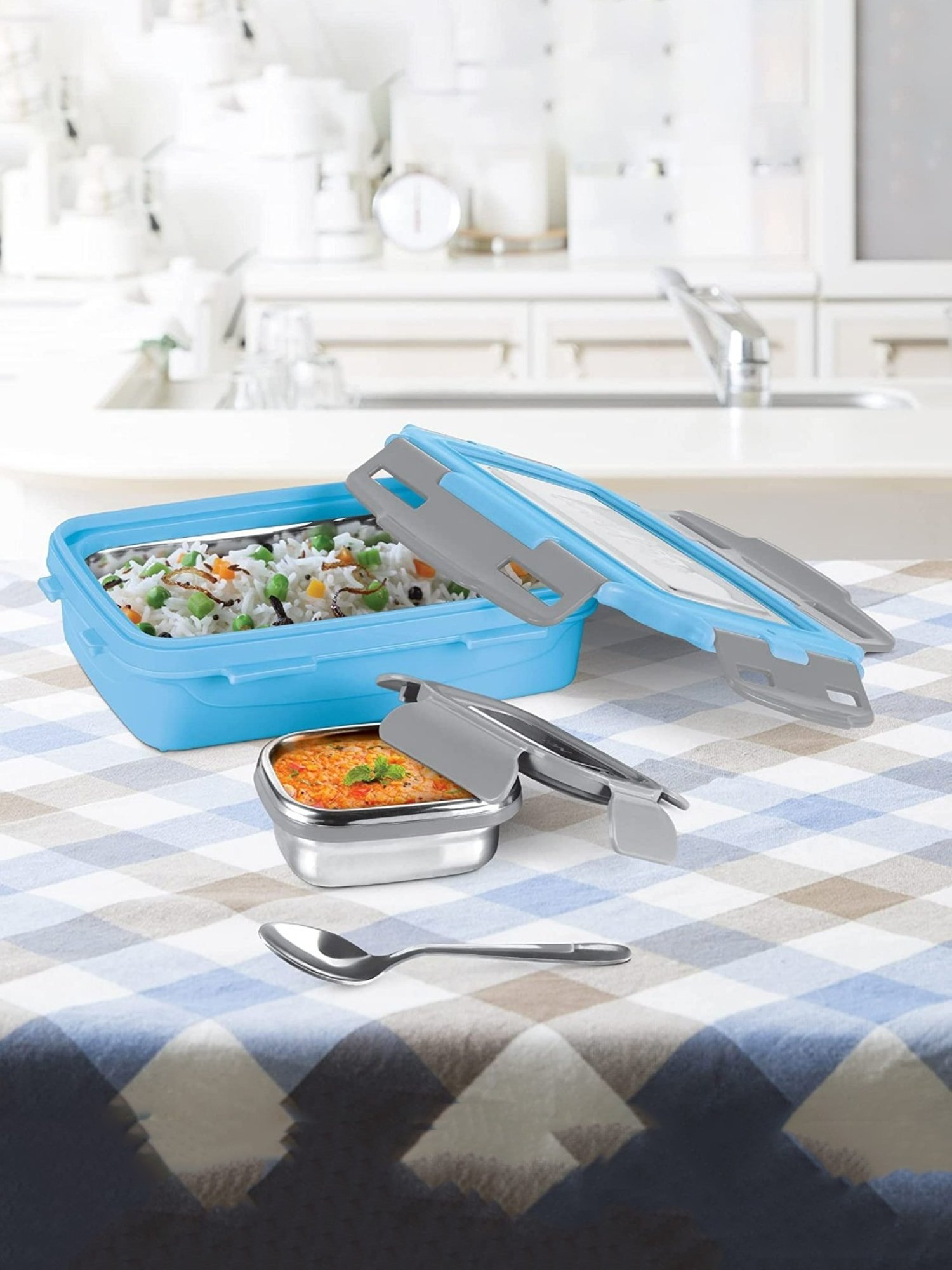 Milton Sky Blue Stainless Steel Small Tiffin Box - Set of 2