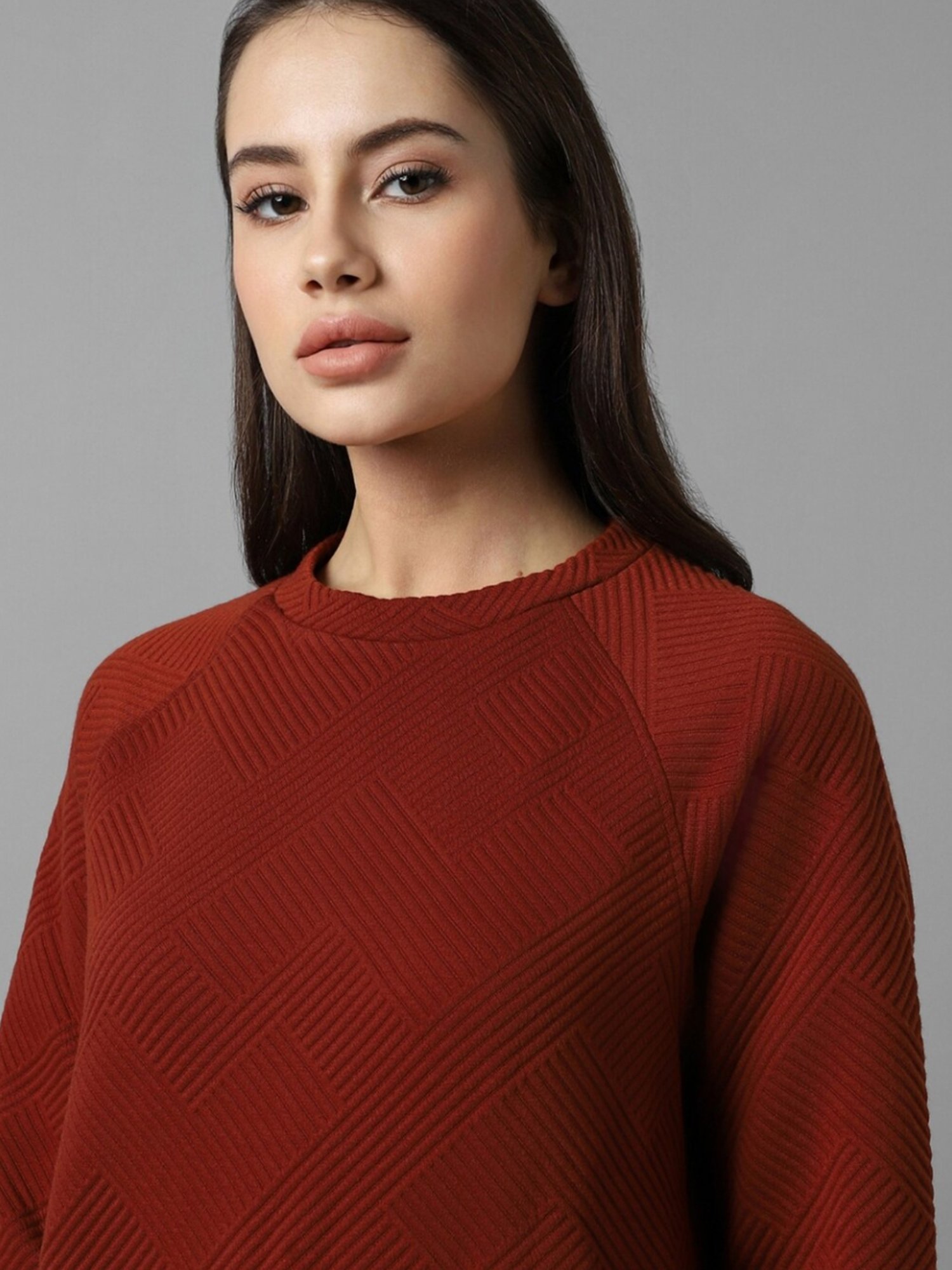Allen Solly Maroon Self Pattern Sweatshirt