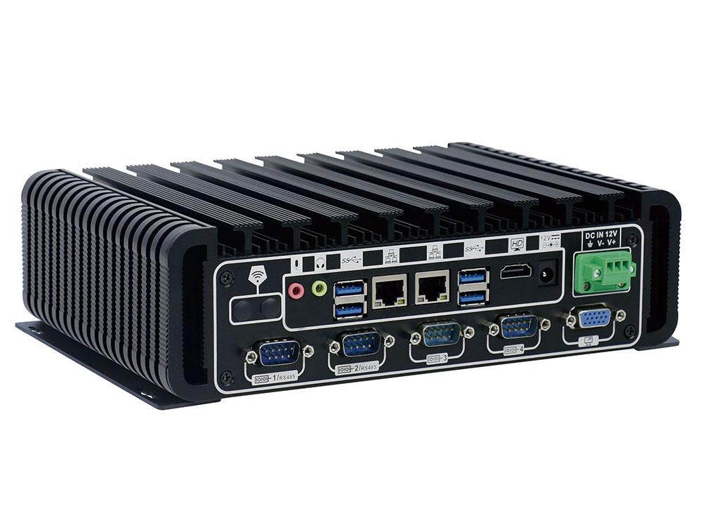 Fanless Industrial PC Rugged Computer IPC Mini PC Windows 10 Pro/ Linux with Intel Core I3 6100U 6 COM 2 Intel LAN 3G 4G WiFi Support SIM Slot 4G RAM 64G SSD Partaker I14