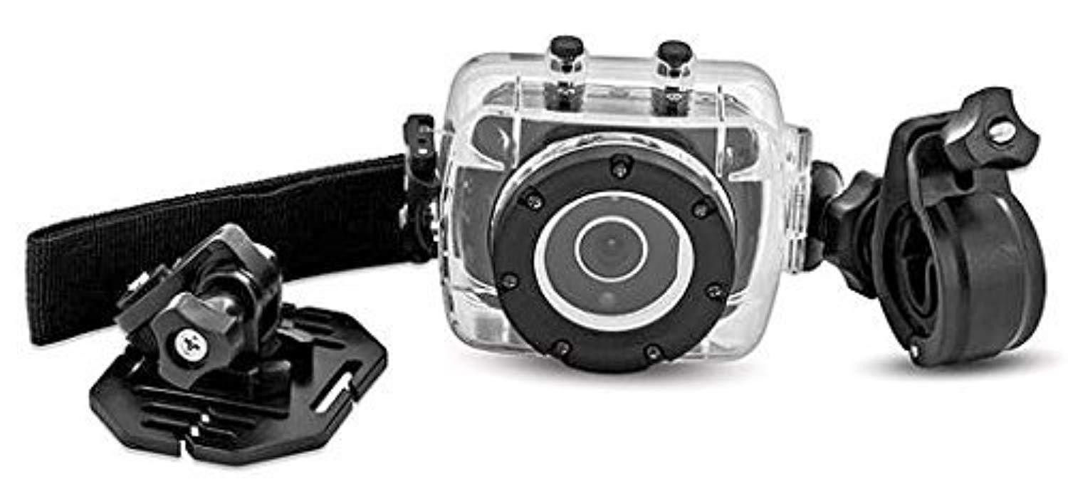 sharper image svc355 hd action camera, with waterproof case.