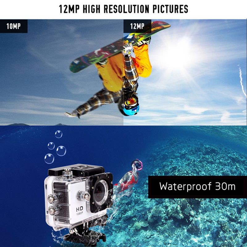 W8 1080P 30FPS 12MP Wifi Waterproof 30M Shockproof 170&deg; Wide Angle 1.5" Screen Outdoor Action Sports Camera Camcorder Digital Cam Video HD DV Car DVR