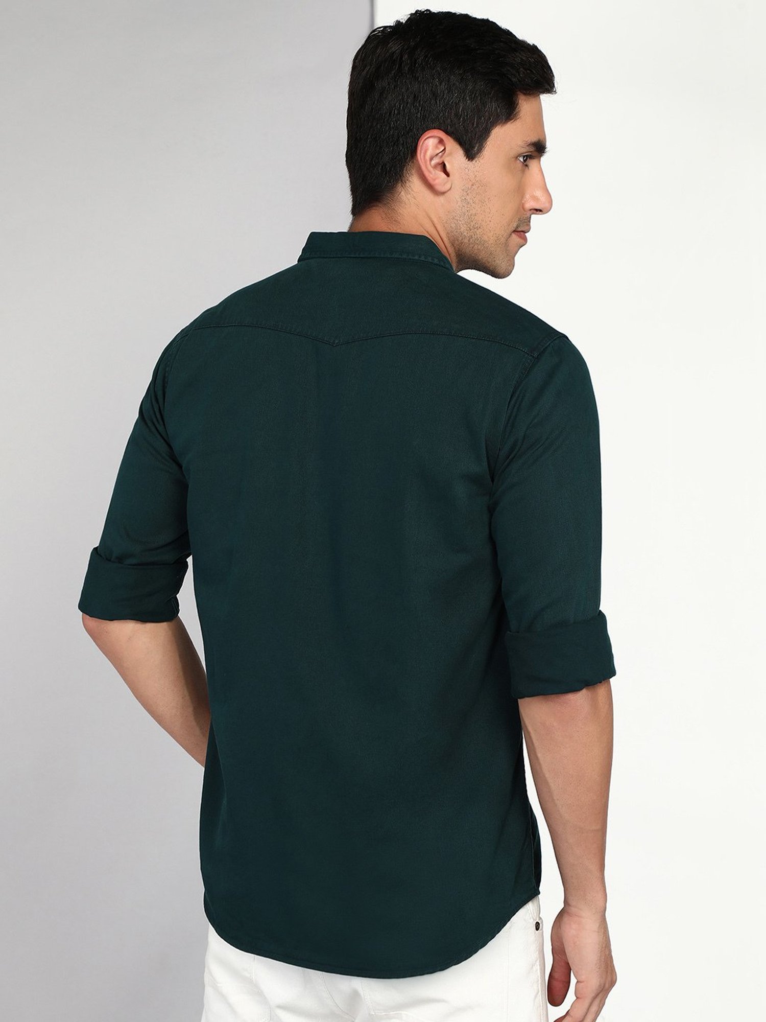 Spykar Blue Cotton Slim Fit Checks Shirt