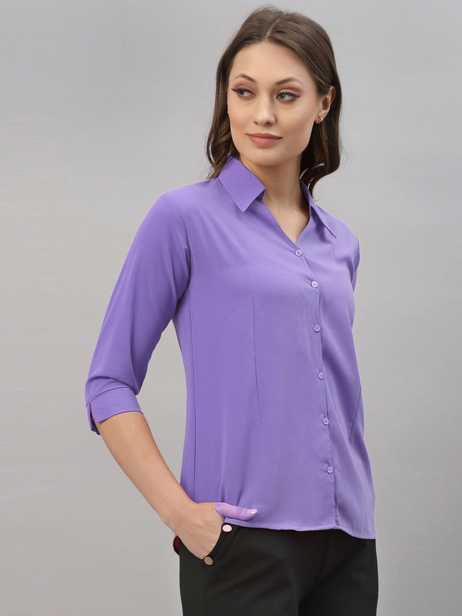 SELVIA Purple Regular Fit Formal Shirt