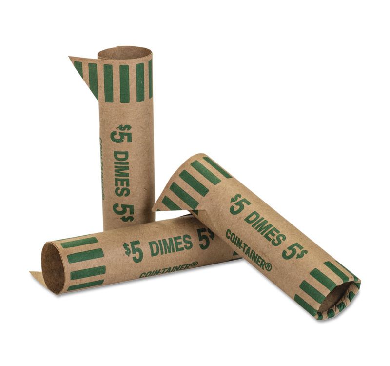 Coin-Tainer Preformed Tubular Coin Wrappers Dimes $5 1000 Wrappers/Box 20010