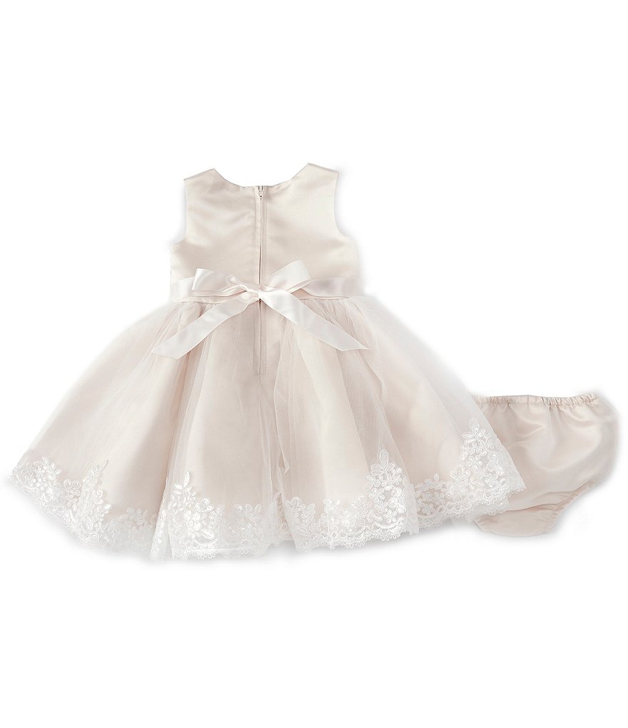 Chantilly Place Baby Girls 3-24 Months Scalloped-Lace Satin Fit-And-Flare Dress