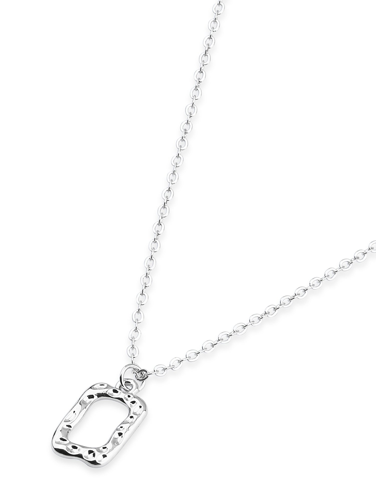 ToniQ Silver-Plated Rectangle Charm Necklace for Women