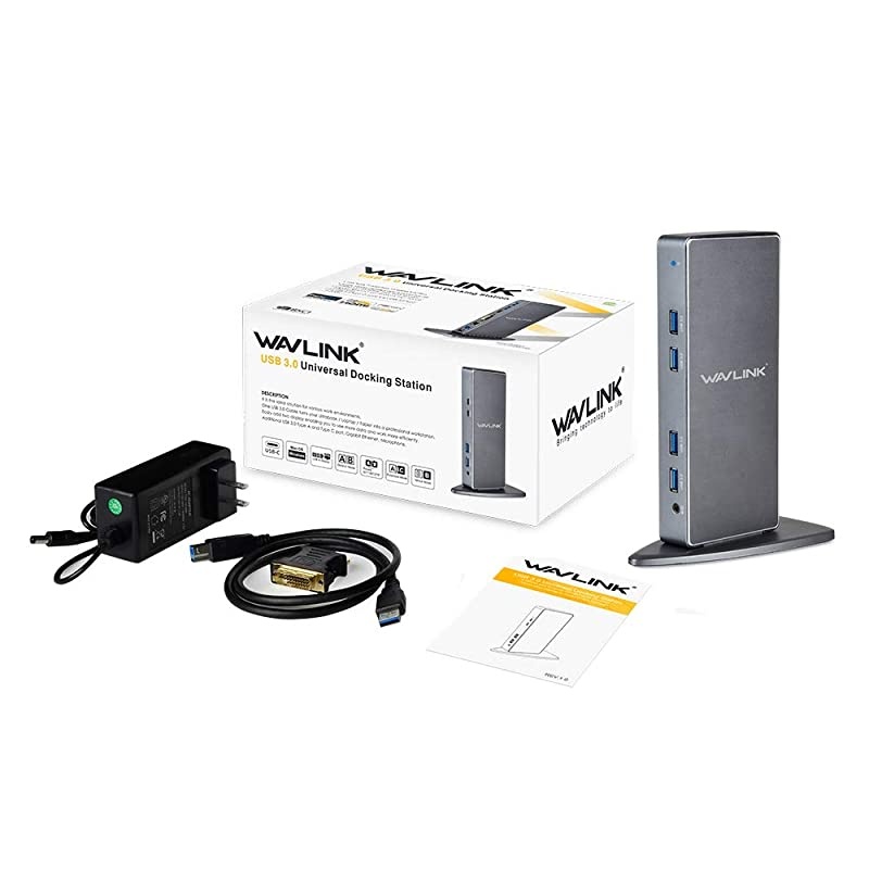 USB 3.0 and USB C Universal Laptop Docking Station Dual Monitor for Windows, MAC, Chrome, Android 5.0 Later OS (HDMI/DVI&VGA, 6xUSB 3.0, Gigabit Ethernet, Audio)