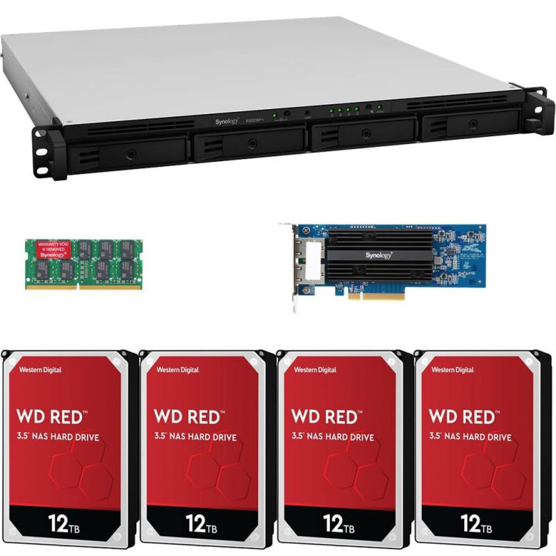 Synology RS820RP+ 4-Bay RackStation NAS with Synology 10Gb Adapter 18GB RAM 32TB (4x8TB) of Western Digital RED NAS Drives Fully Assembled Tested By CustomTechSales