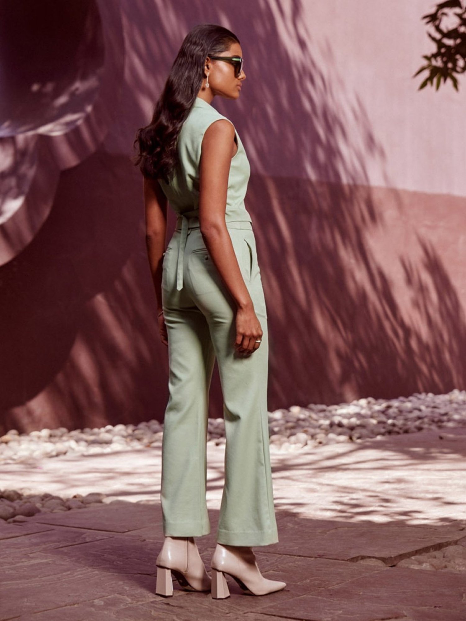 Qua Sage Green Quintenssence Bootcut Tailored Trousers