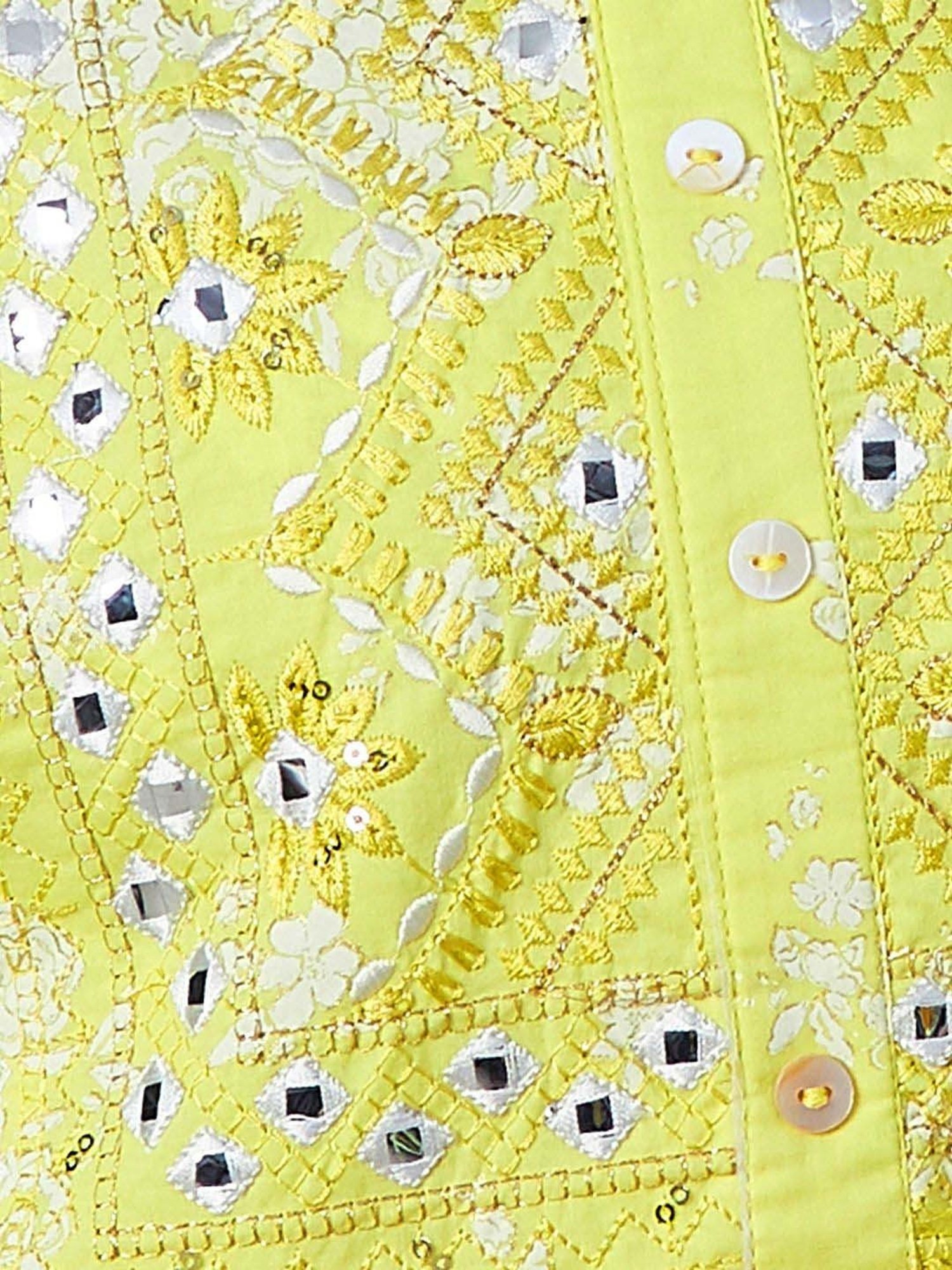 Melange by Lifestyle Yellow Cotton Embroidered Tunic