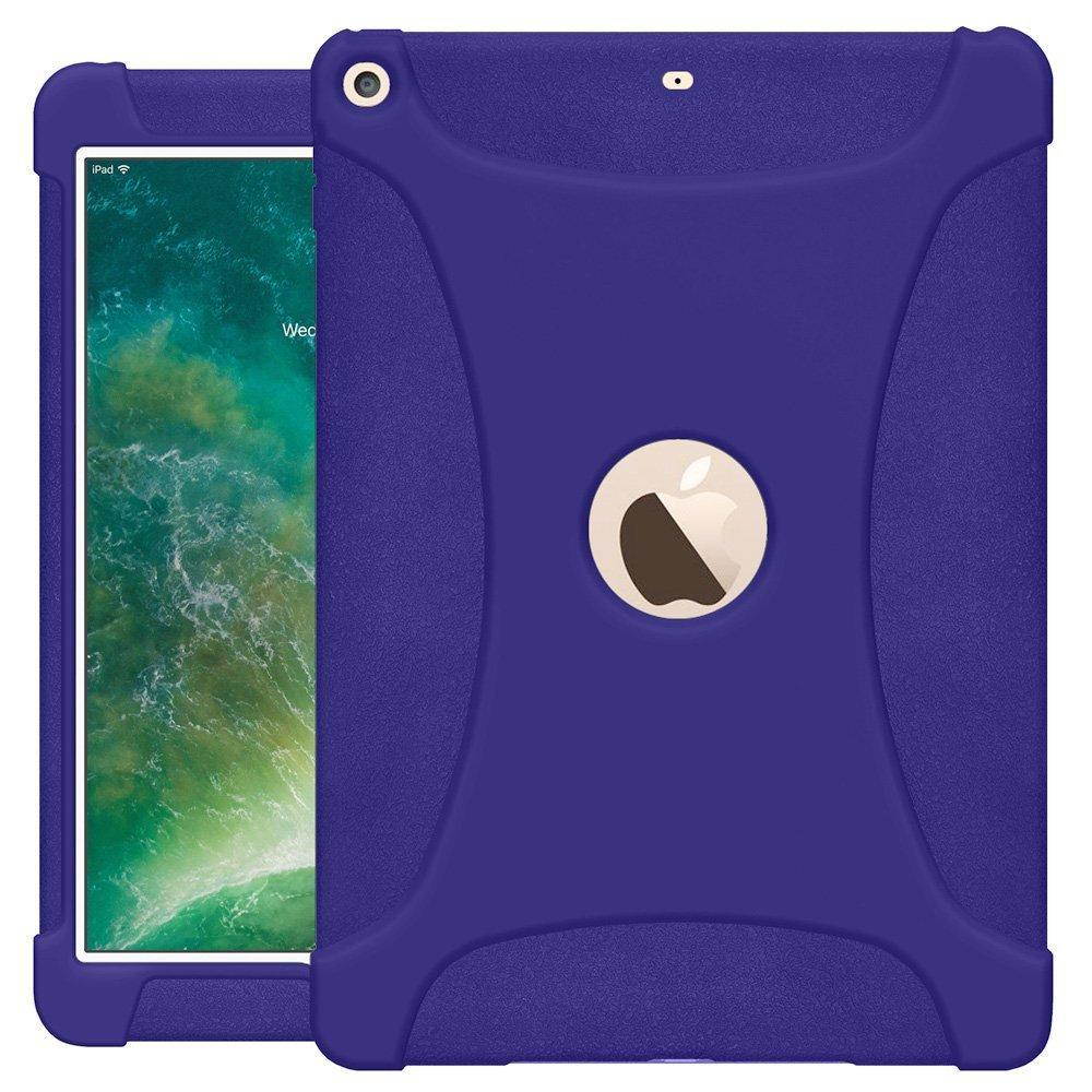 AMZER Rugged Silicone Skin Jelly Slim Protective Heavy Duty Shockproof Case for Apple iPad 9.7, Blue (AMZ202274)