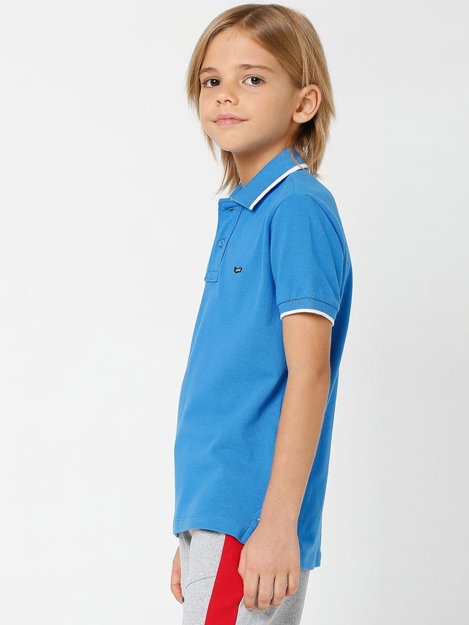 Gas Boys Blue Cotton Slim Fit Polo T-Shirt