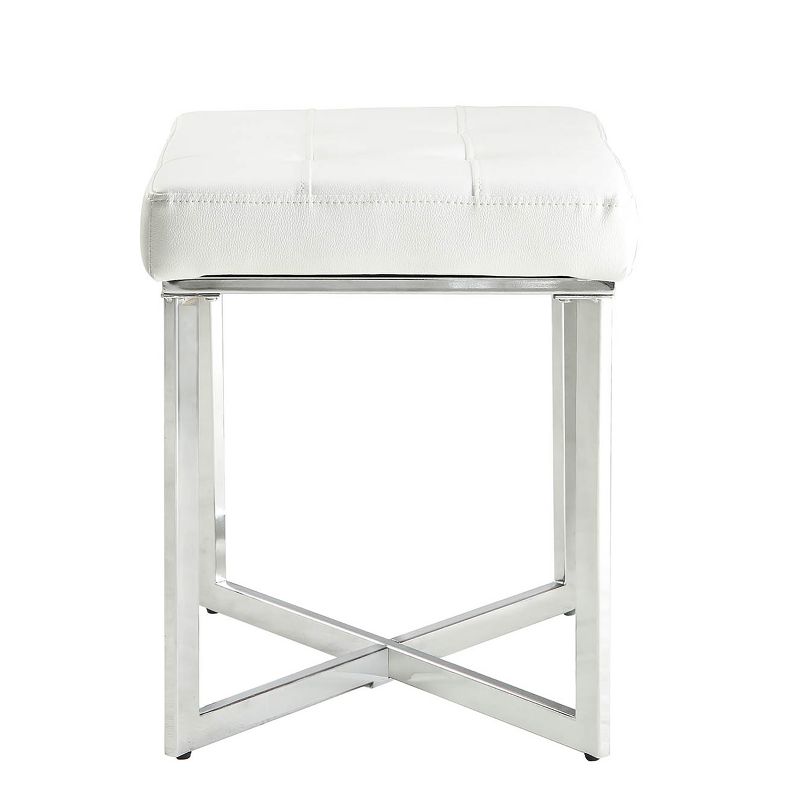 Julia Vanity Bench White/Chrome - Carolina Chair & Table
