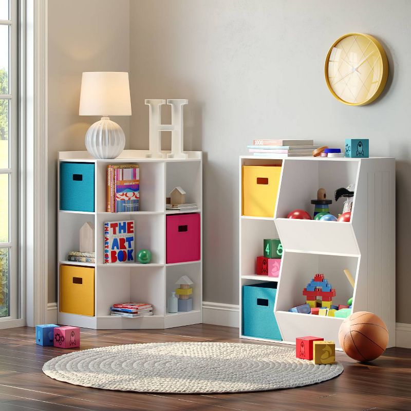 Kids' 6 Cubby with 3 Shelf Corner Cabinet White - RiverRidge