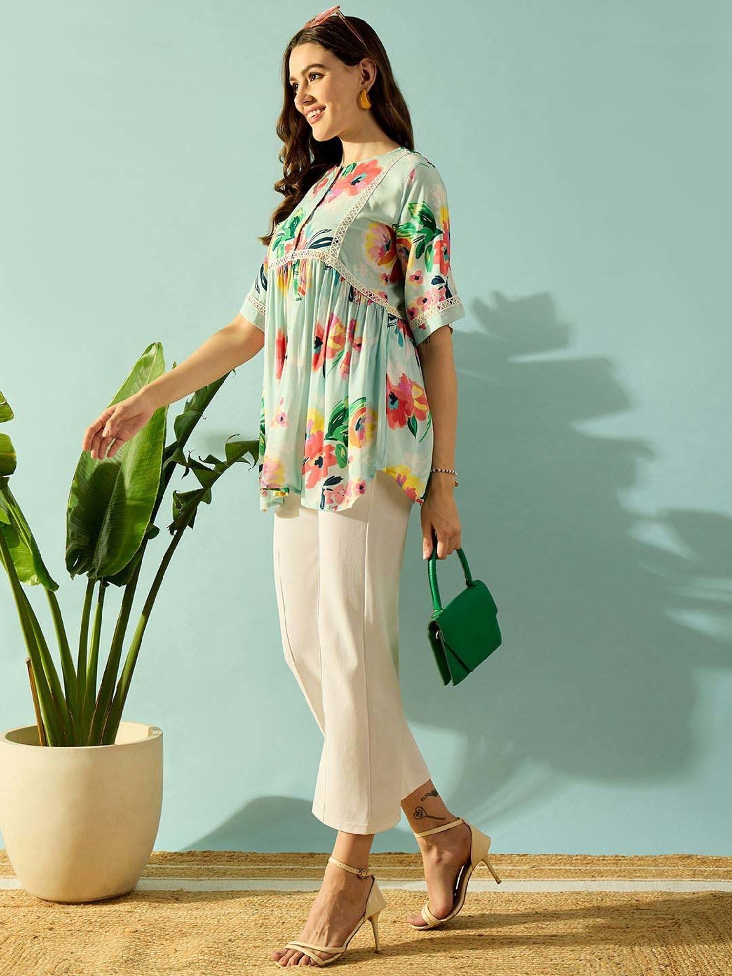 The Kaftan Company Green Printed Tunic