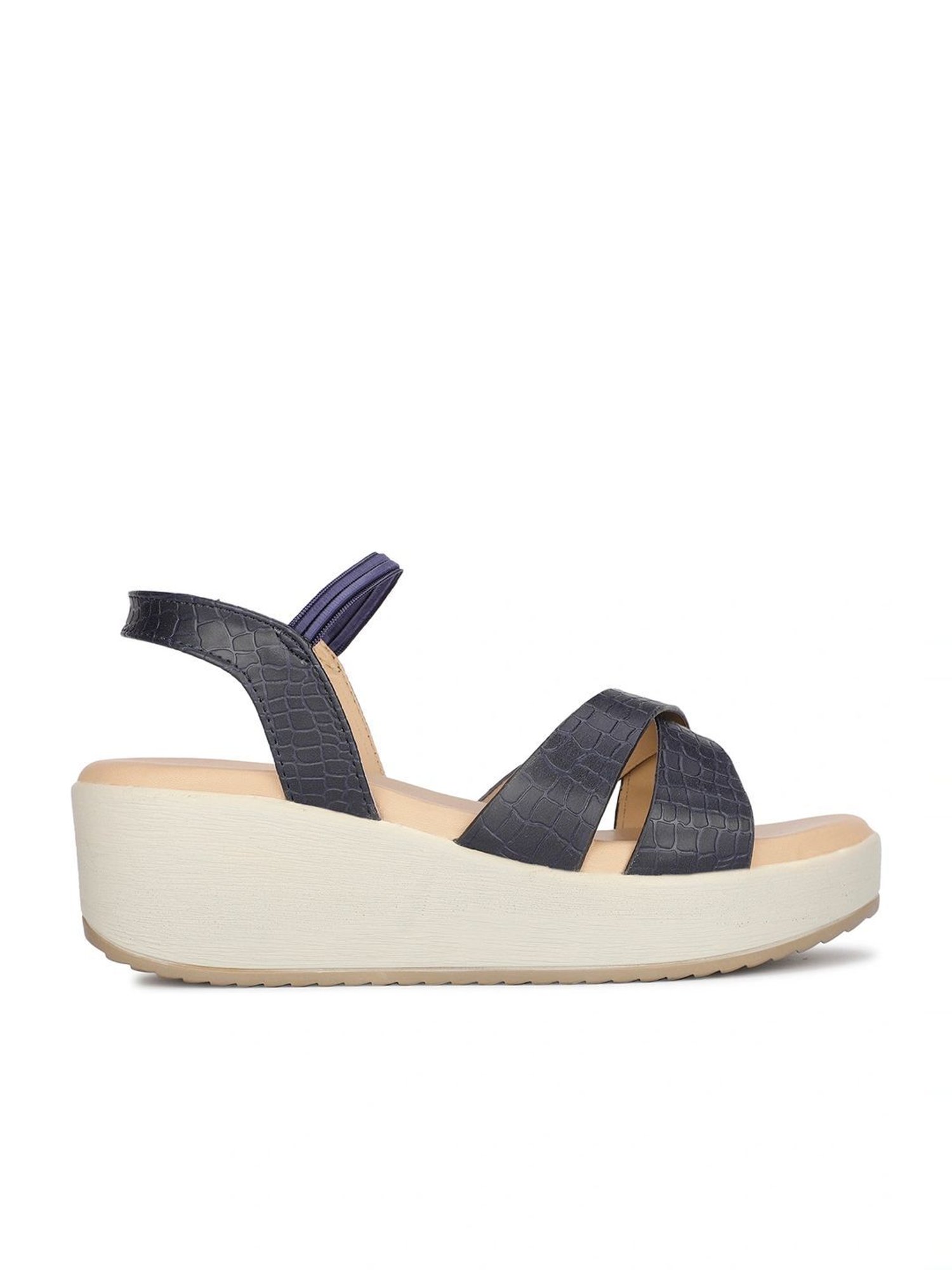 Bata Women's Xiomara Navy Cross Strap Wedges