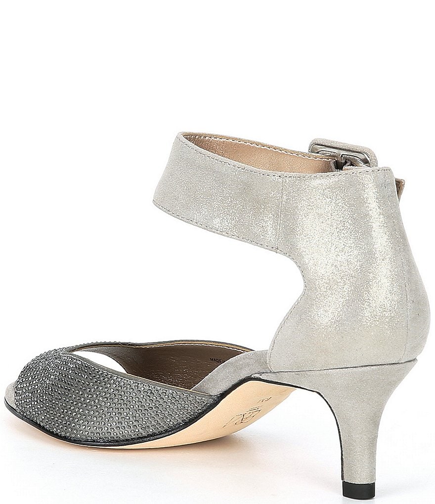 Pelle Moda Berlin6 Metallic Suede Crystal Embellished Dress Sandals