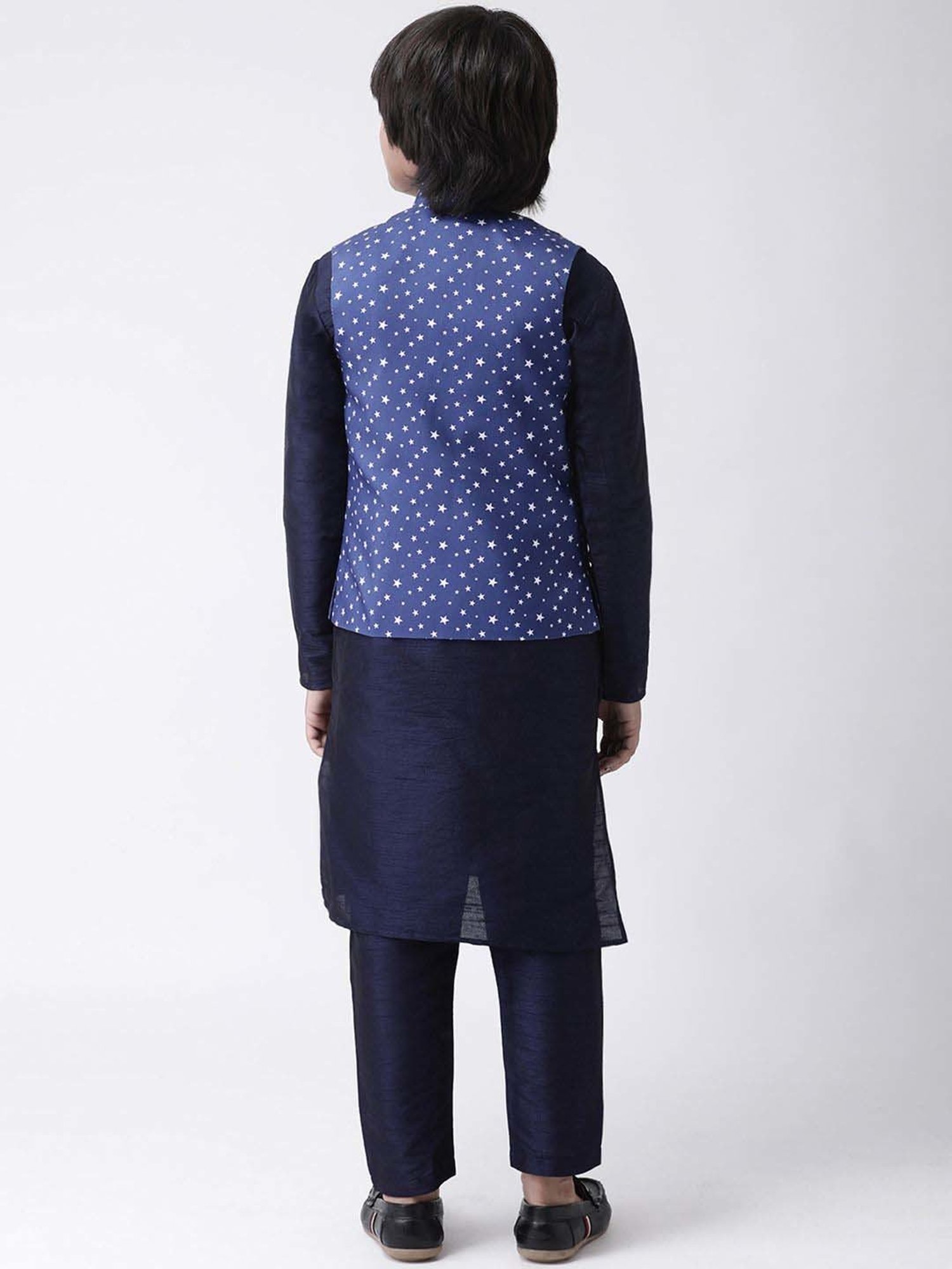 Hangup Plus Kids Navy Printed Full Sleeves Kurta Set