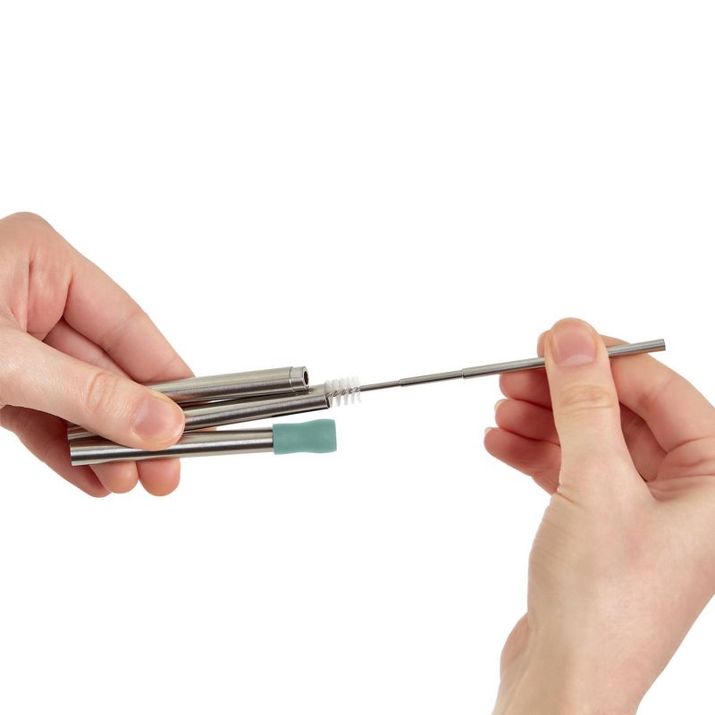 Dash Magnetic Collapsible Super Straw with Carrying Case Aqua