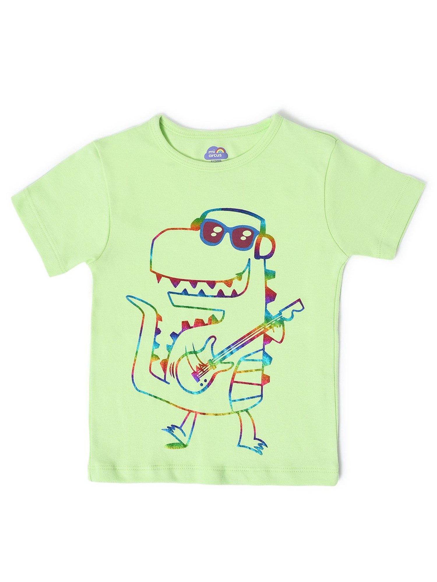 MiArcus Kids Light Green Printed T-Shirt