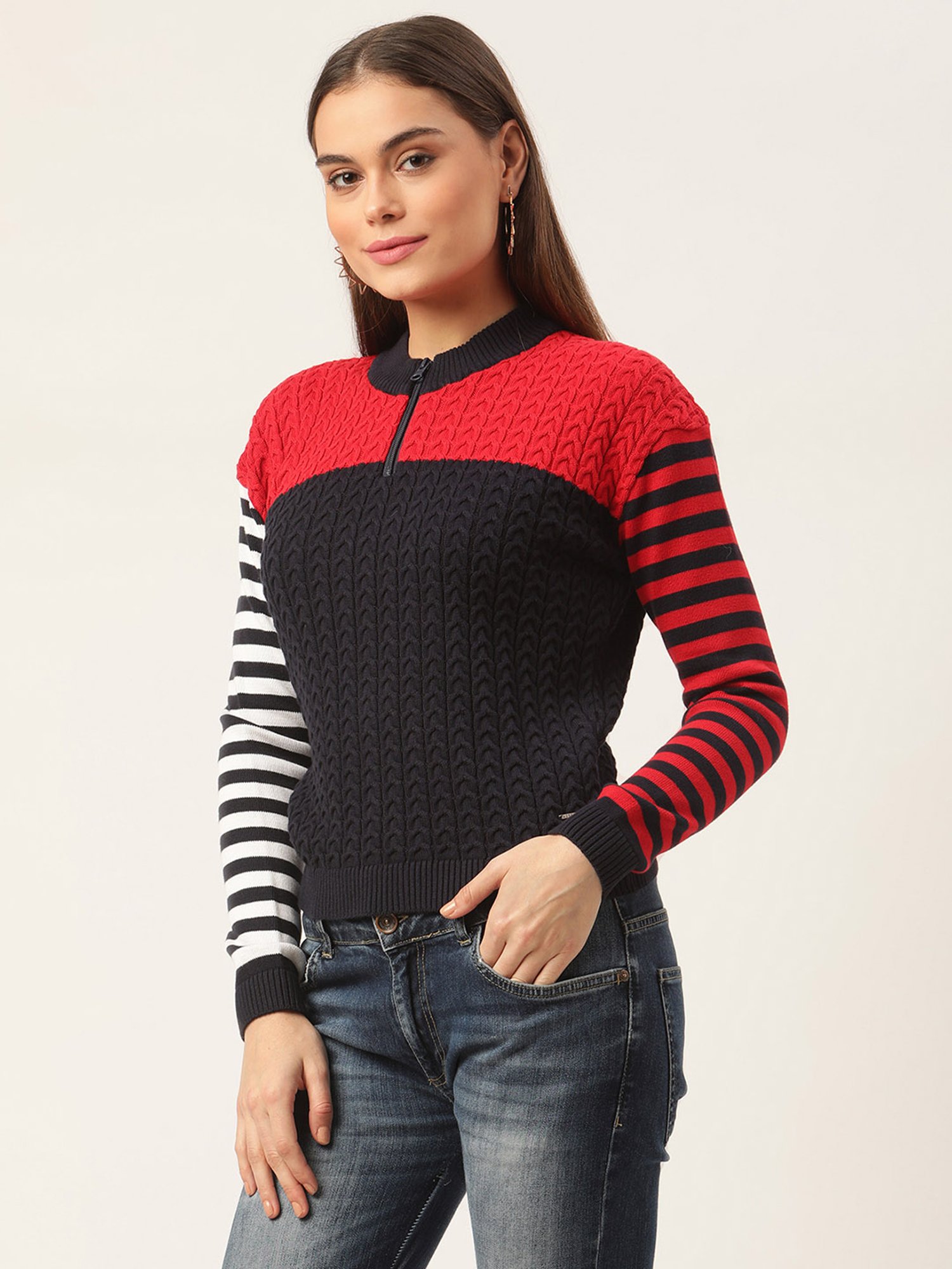 Elle Multicolor Round Neck Sweater