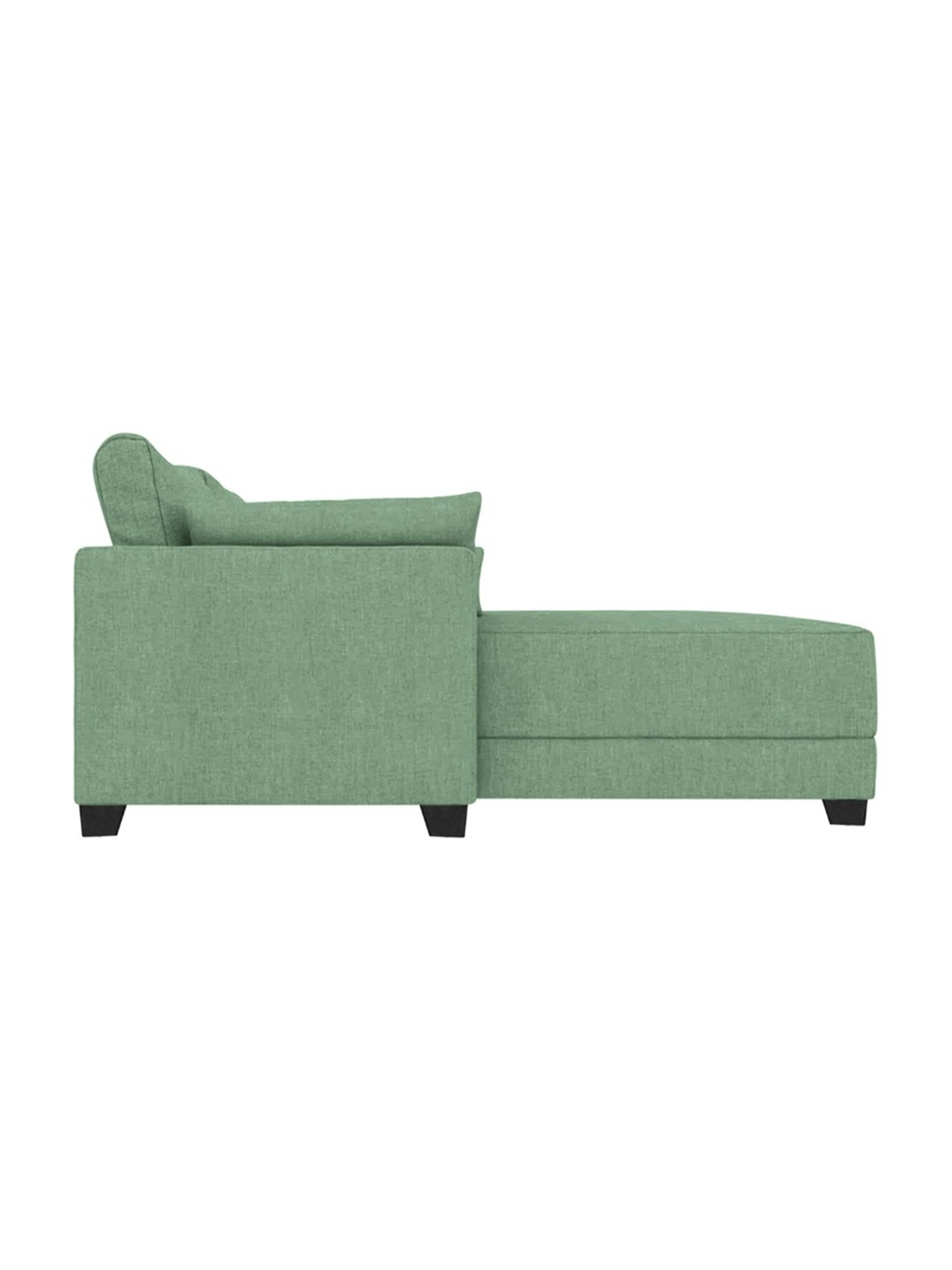 Trevi Duke Green Fabric & Neem Wood 6 Seater RHS Sectional Sofa