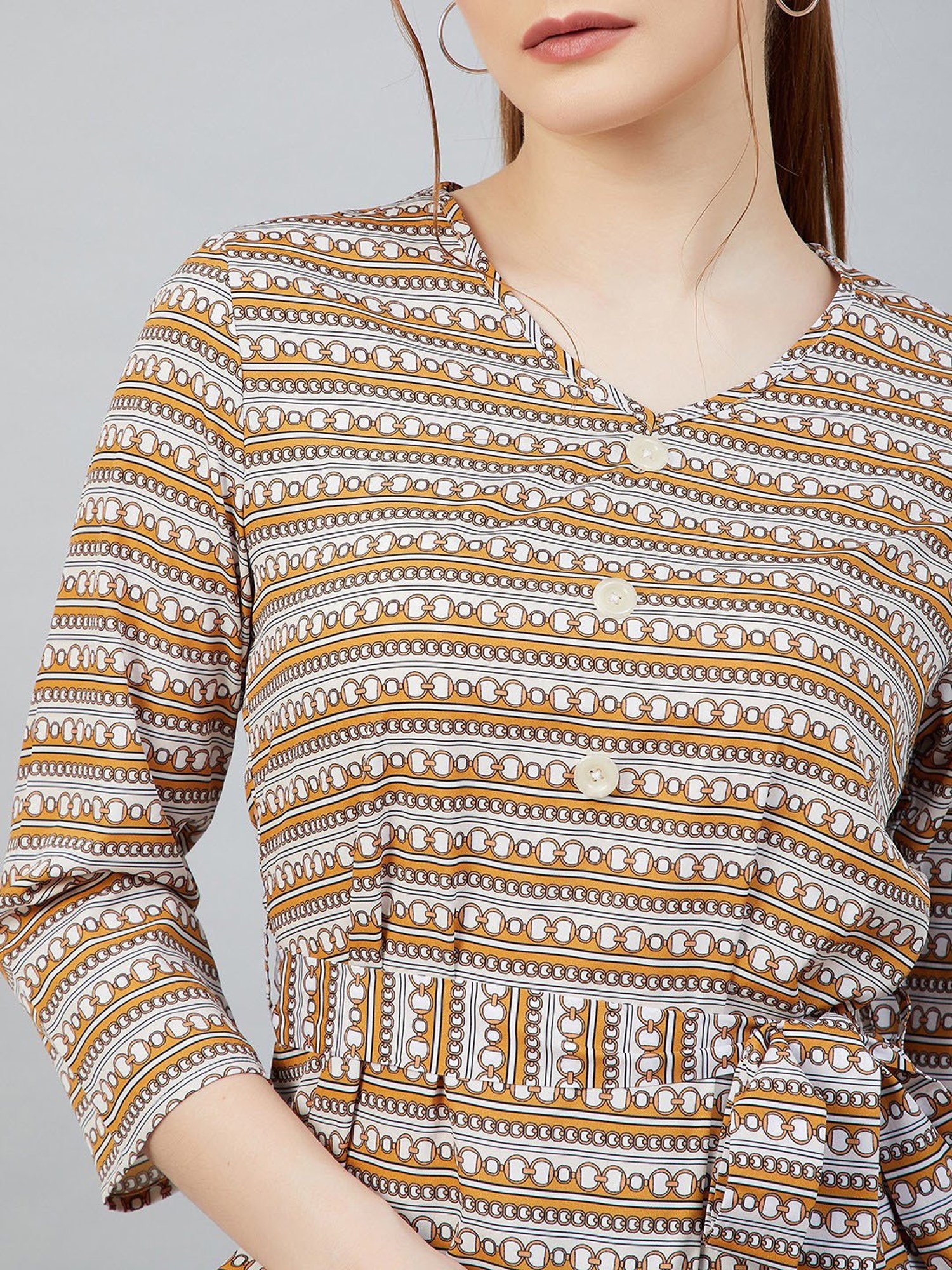 Carlton London Yellow & White Printed Top