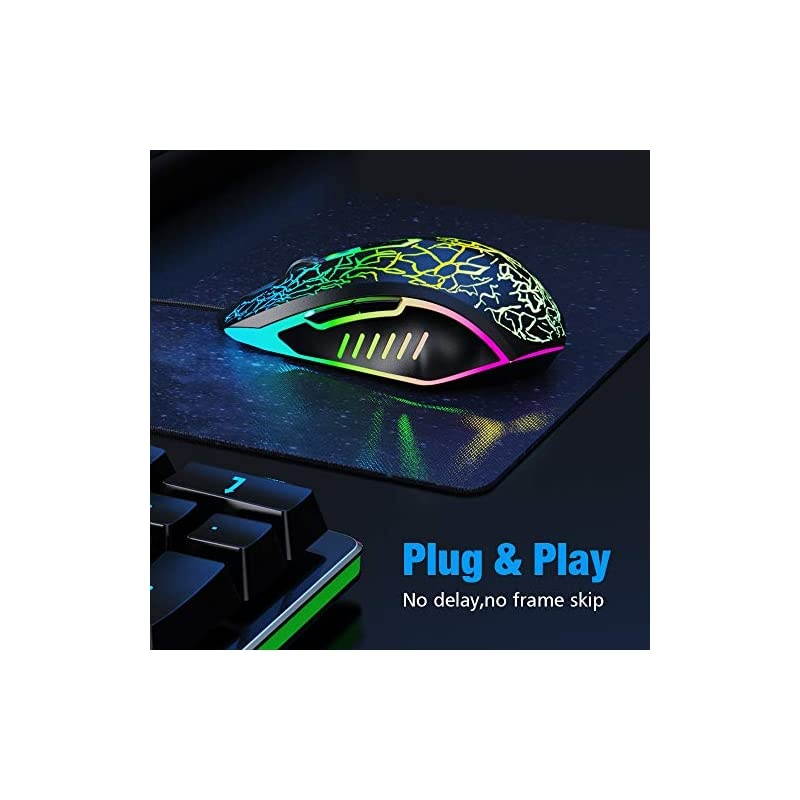 Wired Gaming Mouse, Ergonomic USB Optical Mouse Mice with Chroma RGB Backlit, 1200 to 3600 DPI for Laptop PC Computer Games & Work &ndash;Black