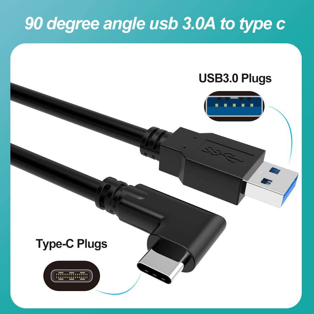Oculus Quest Link Cable, USB A to USB C Cable 10FT / 3M, 90 Degree Angled High Speed Data Transfer & Fast Charging Cable Compatible for Oculus Quest and Gaming PC