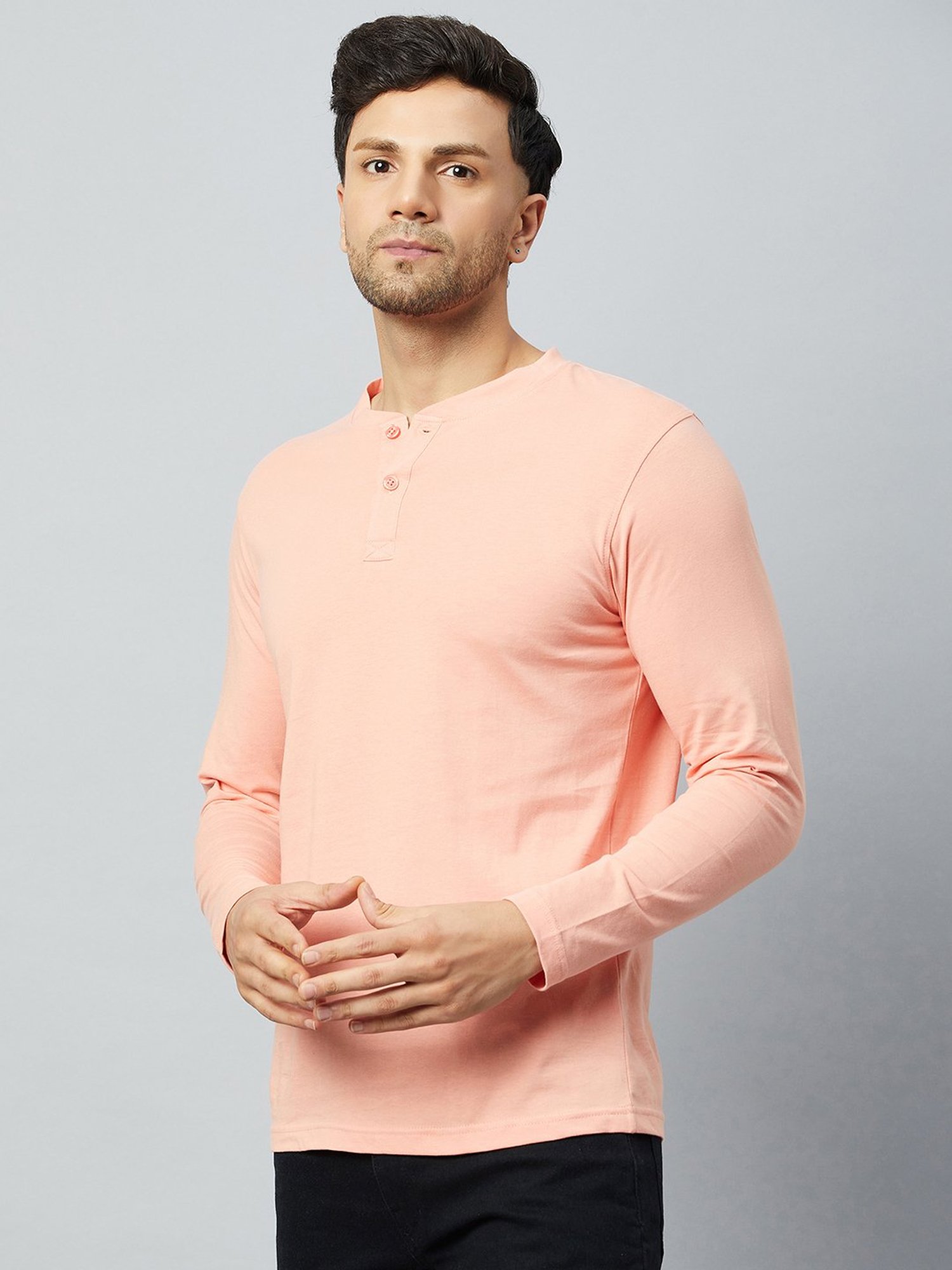 Club York Peach Regular Fit Henley T-Shirt