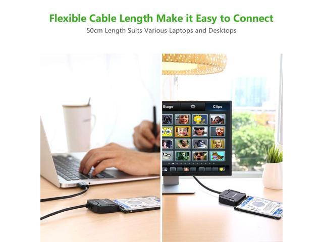 UGREEN USB 2.0 to SATA Adapter Hard Drive Converter Cable for 2.5" 3.5" SATA HDD SSD with 12V 2A Power Adapter