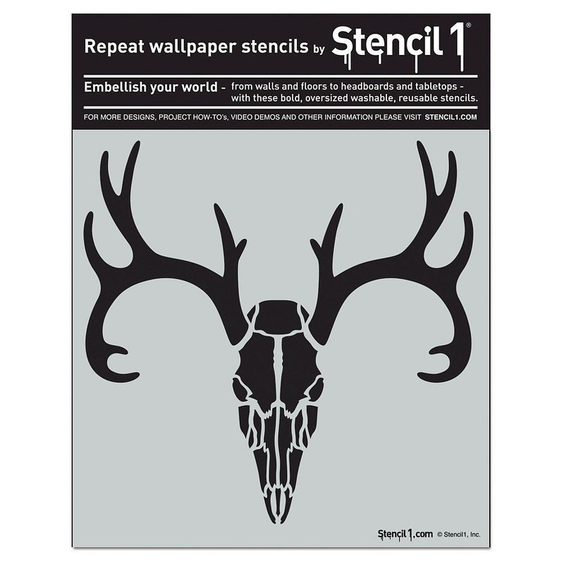 Stencil1 Antlered Deer Skull - Wall Stencil 11" x 11"