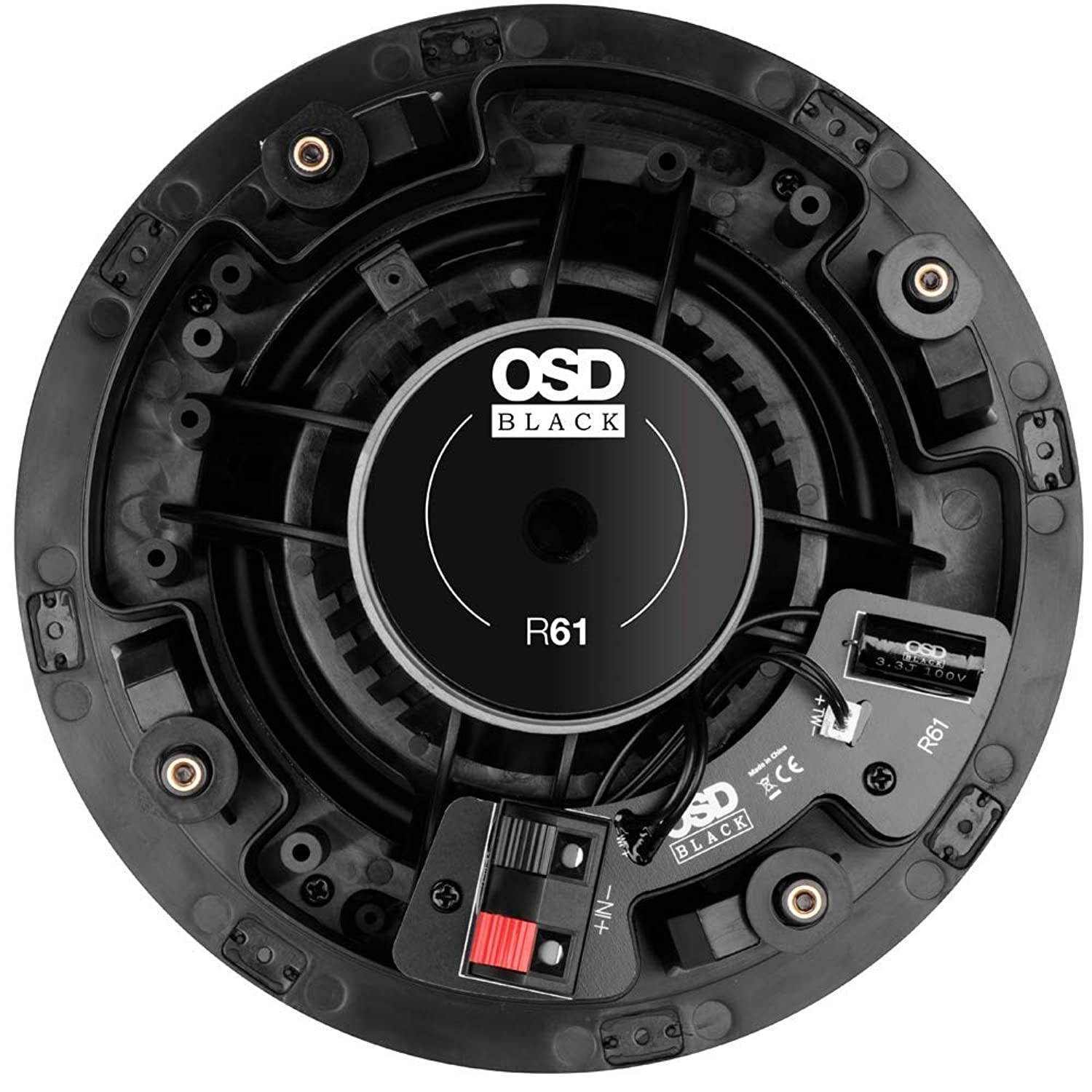 OSD Black 6.5" in-Ceiling Speaker w/Parachute Silk Soft Dome Tweeter, Pair - BK-R61