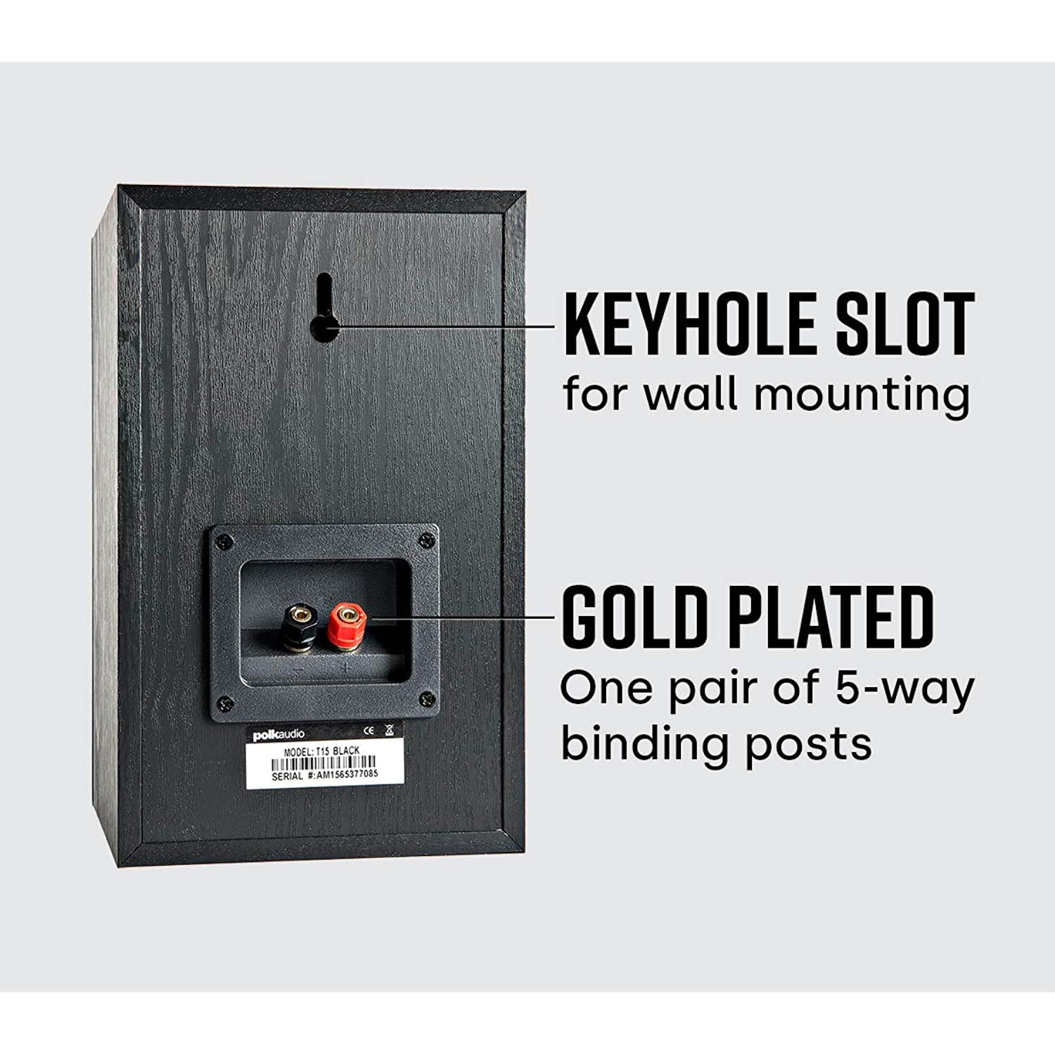 Polk Audio Blackstone TL1 Speaker Center Channel with Time Lens Technology | Compact Size, High Performance & T15 100 Watt Home Theater Bookshelf Speakers &ndash; Hi-Res Audio |Pair, Black