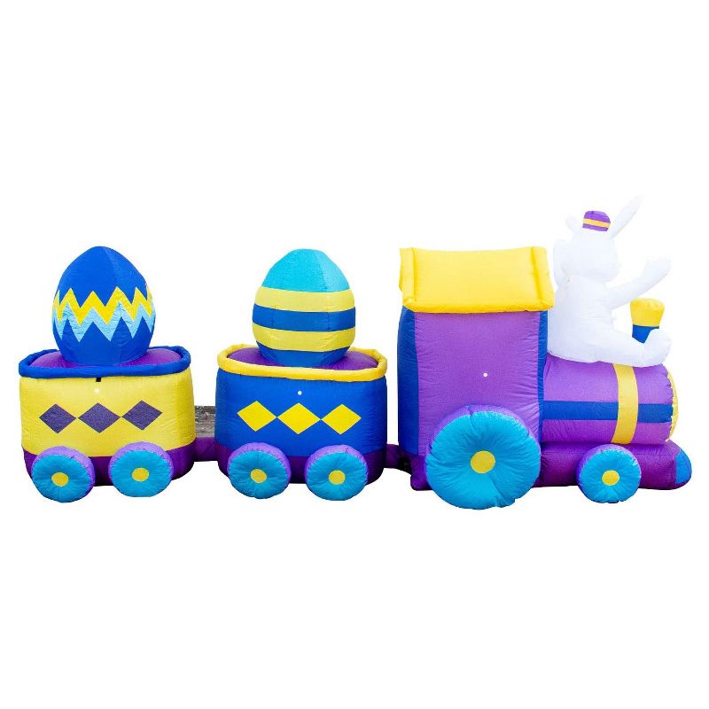 Northlight Easter 4' Inflatable Prelit Bunny Driving an Egg Car Outdoor Decoration - White/Pink