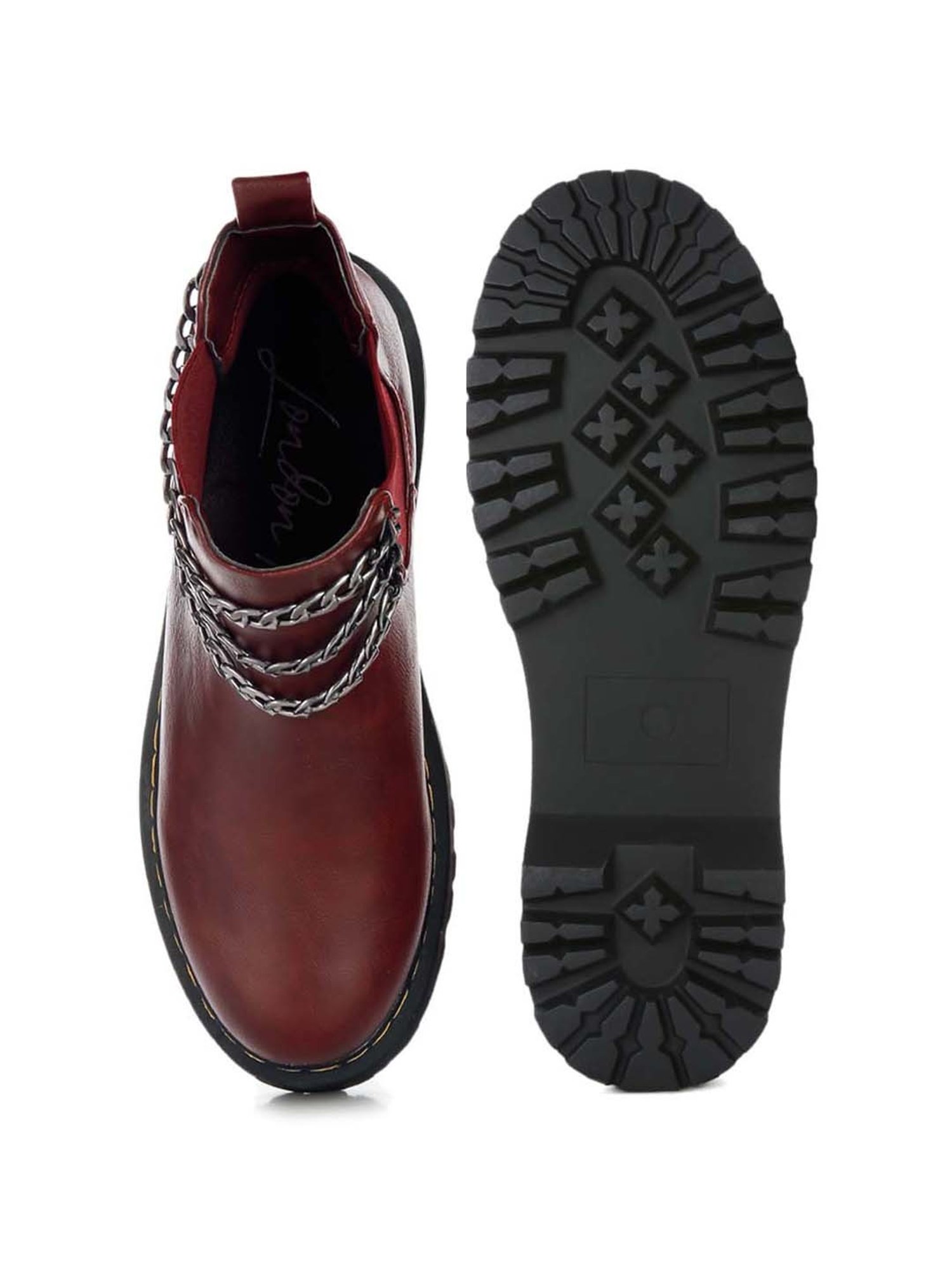 London Rag Women's Burgundy Chelsea Boots