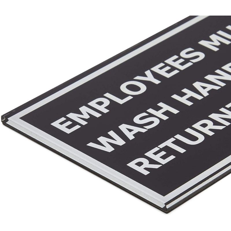 Stockroom Plus 3 Pack Safety Signs, Employees Must Wash Hands Before Returning to Work (9 x 3 in)