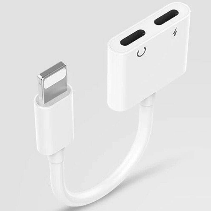 2 in 1 Dual Lightning iPhone Adapter & Splitter, Adapter Dual Converter Cable Headphone Music+Charge+Call+Volume Control Compatible with iPhone SE/11/11 Pro/XS/XR/X/8 7