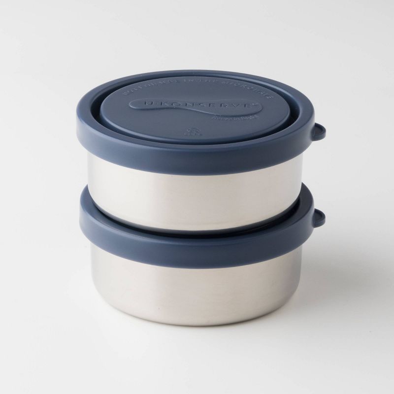 U-Konserve Stainless Steel Food-Storage Containers Round 5oz (Set of 2) - Ocean Plastic Lids