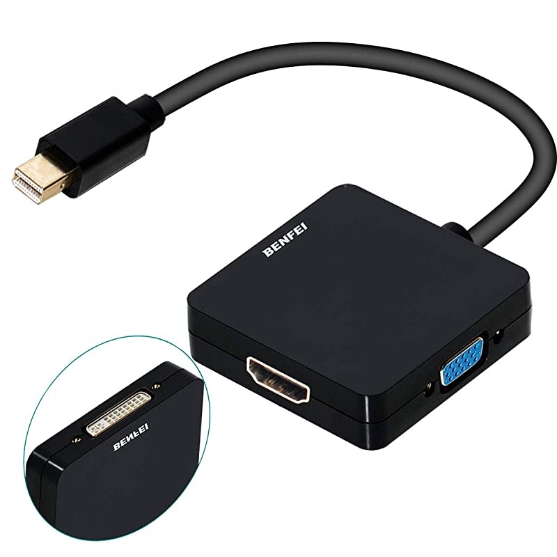 Mini DisplayPort to HDMI VGA DVI 4K Adapter  3in1 GoldPlated Mini DisplayPortDP to HDMIDVIVGA AdapterMale to Female Compatible with MacBook Air Mac Mini Microsoft Surface Pro 34