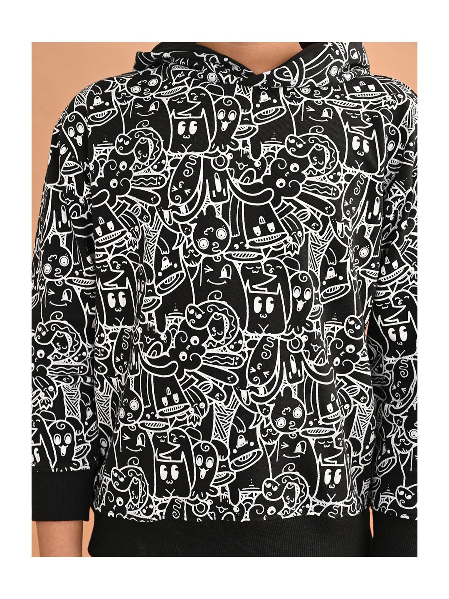 LilPicks Kids Black Printed Full Sleeves Sweatshirt