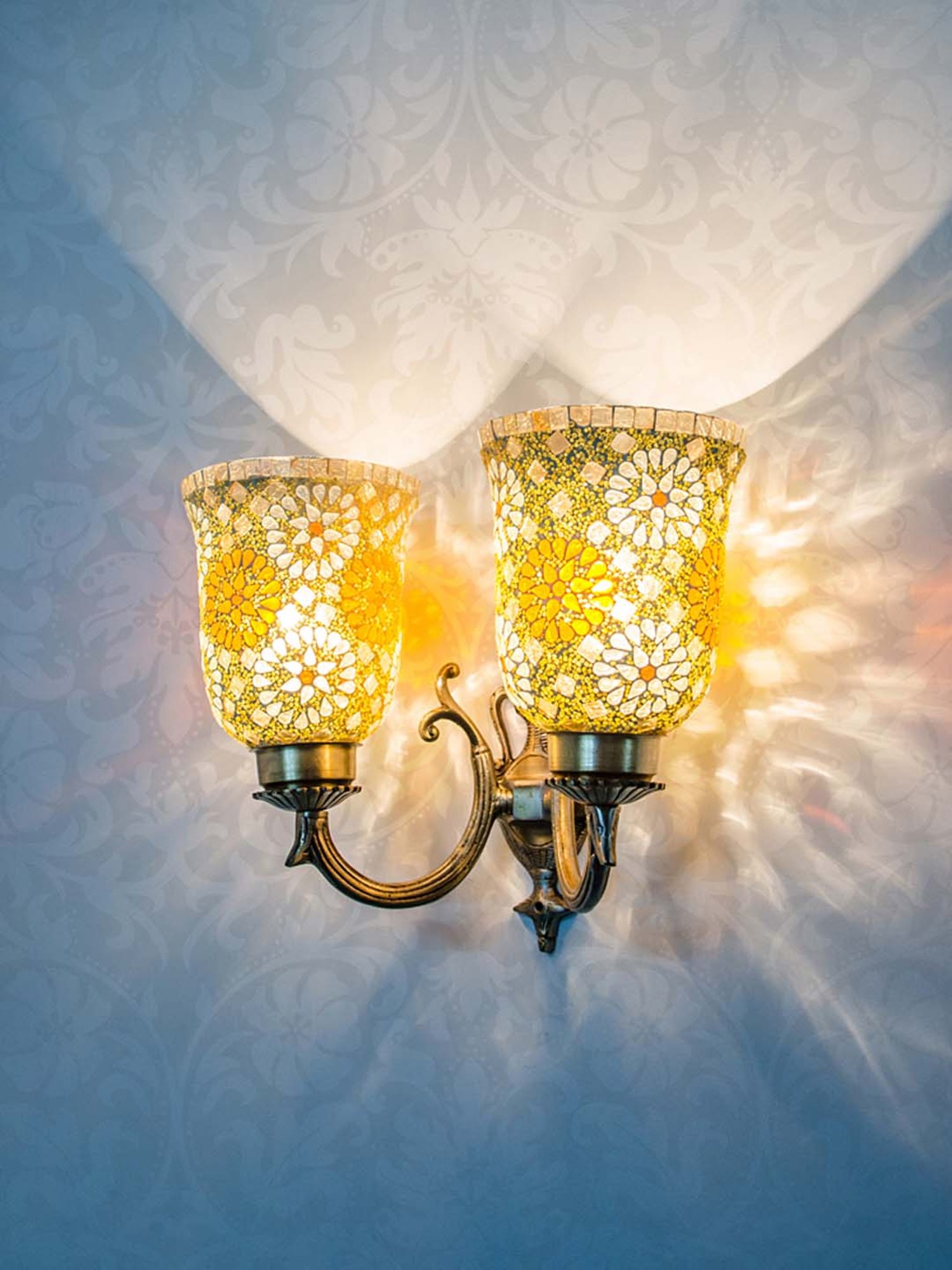 Fos Lighting Antique Brass Usha Double Wall Light (Bulb not included) - Set of 1