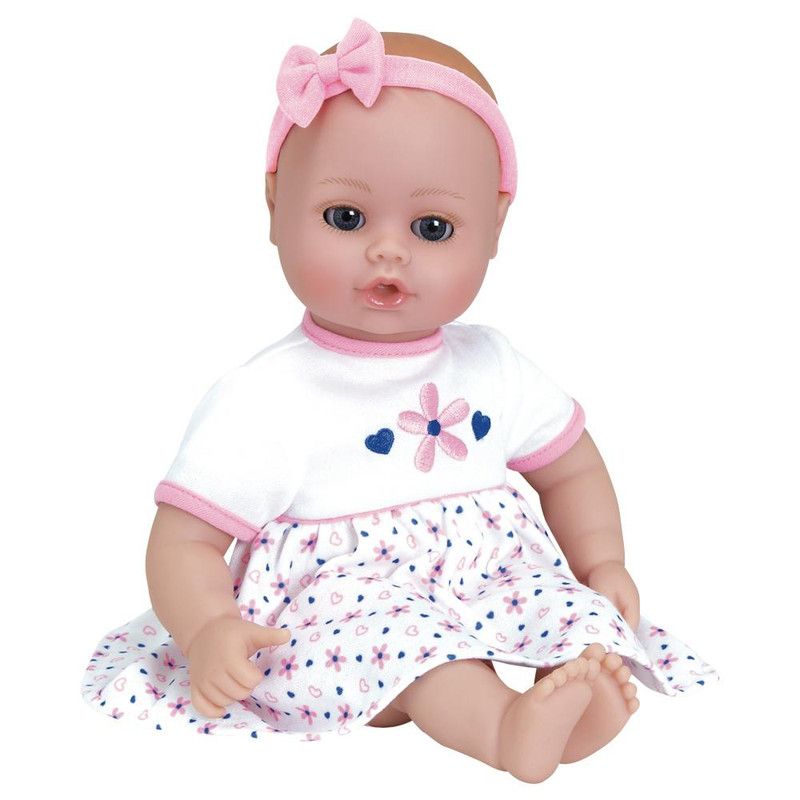 Adora Playtime Petal Pink 13 inch Baby Doll with floral dress, bow headband and Bottle