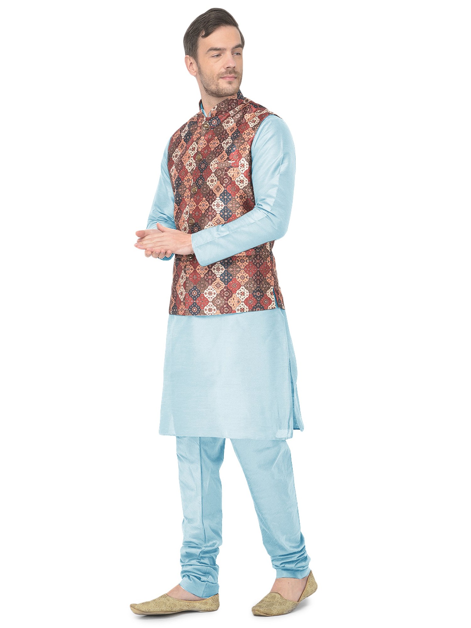SG LEMAN Aqua Regular Fit Printed Kurta Set