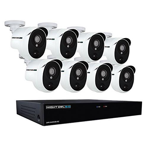 Night Owl XHD502-88P-B 8 Channel 5MP Extreme HD Video Security DVR & Wired Infrared Cameras with 2 TB HDD, White